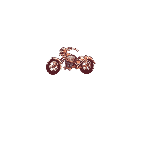 Motocicletă cu Schelet model alb pe tricou