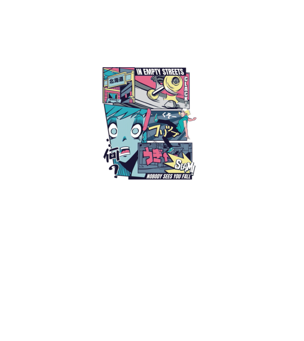 Anime Vaporwave Benzi desenate Skateboard model turcoaz pe tricou