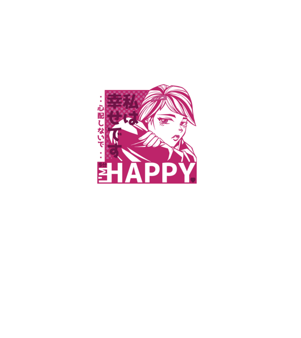 'I''m happy fată Anime antisocială' model albastru închis pe tricou