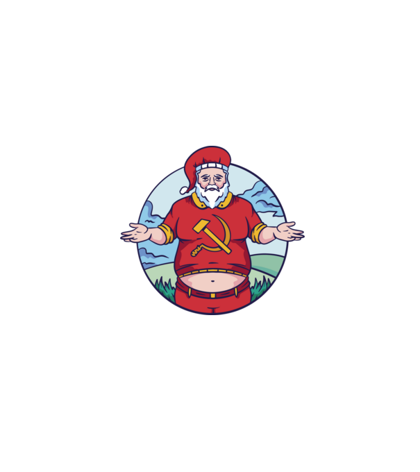 Moș Crăciun comunist model alb pe tricou