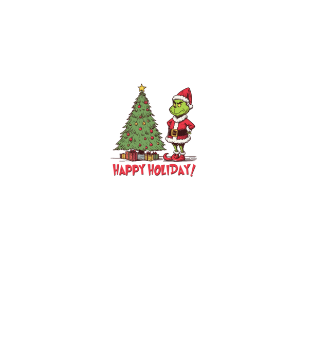 Happy Holiday Grinch model albastru închis pe tricou