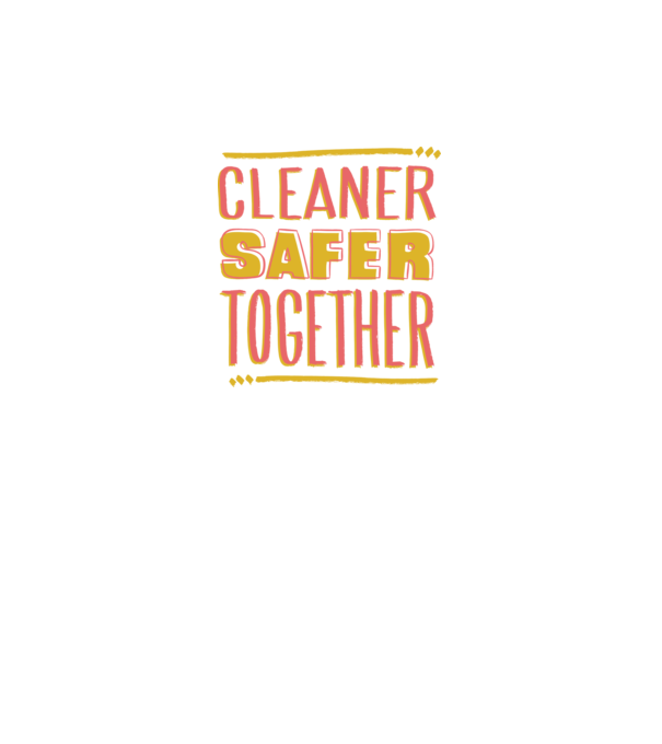 Cleaner Safer Together model alb pe tricou