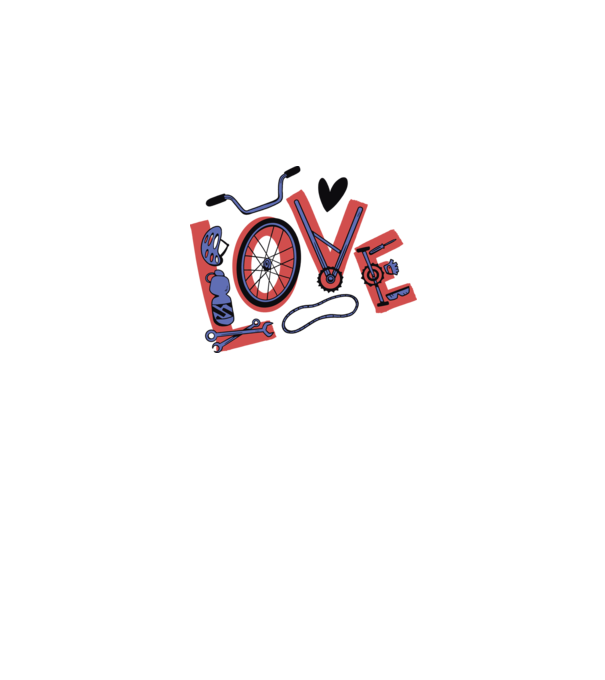 Love Bicicletă model alb pe tricou