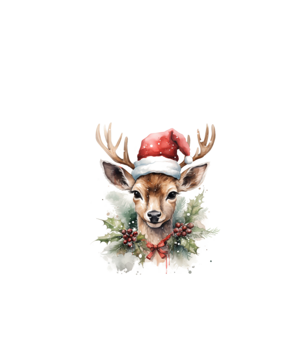 Festive Reindeer model alb pe tricou