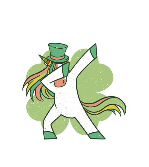 St Patrick Unicorn DAB model alb pe tricou