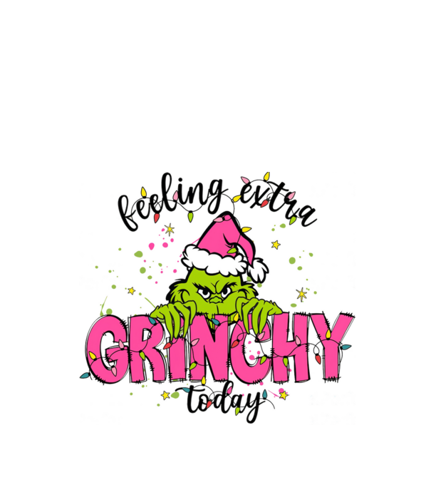 Feeling extra Grinchy today model alb pe tricou