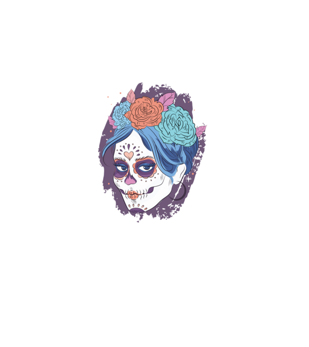 Dia de Los Muertos - Craniu cu flori model albastru închis pe tricou