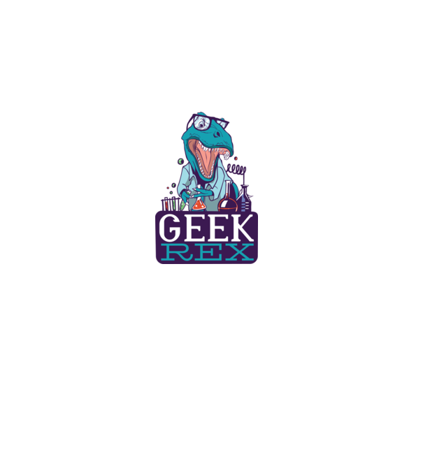 Geek Rex dinozaur tricou model negru pe tricou