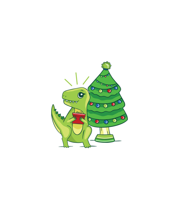 T-rex de Crăciun model alb pe tricou