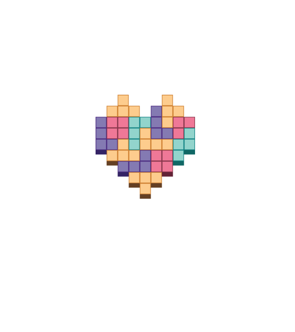 Inimă Tetris model alb pe tricou