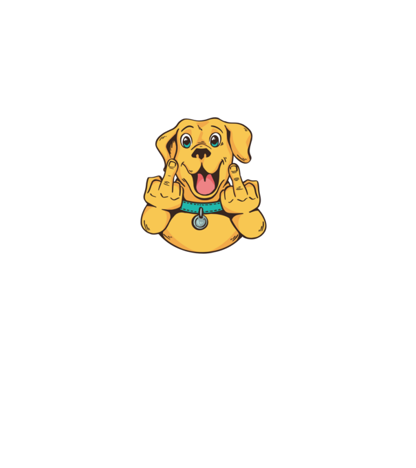 Golden Retriever arată degetul model negru pe tricou