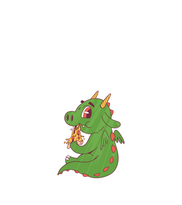 Pizza Dino model negru pe tricou