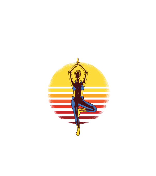 Retro yoga model negru pe tricou