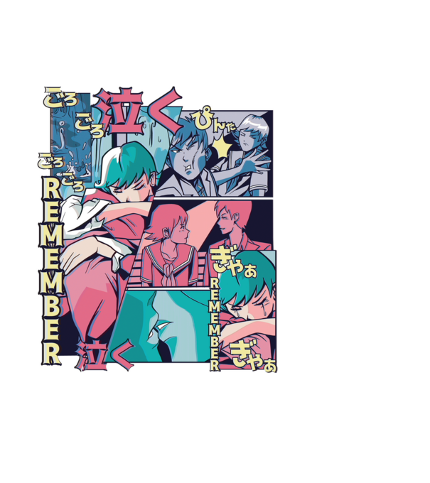 Anime Vaporwave benzi desenate model albastru deschis pe tricou