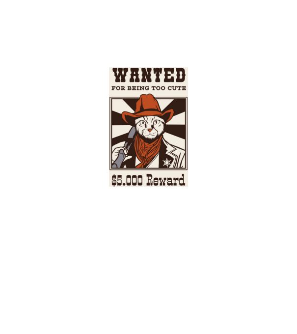 Wanted for being too cute Cowboy cu pisică model negru pe tricou