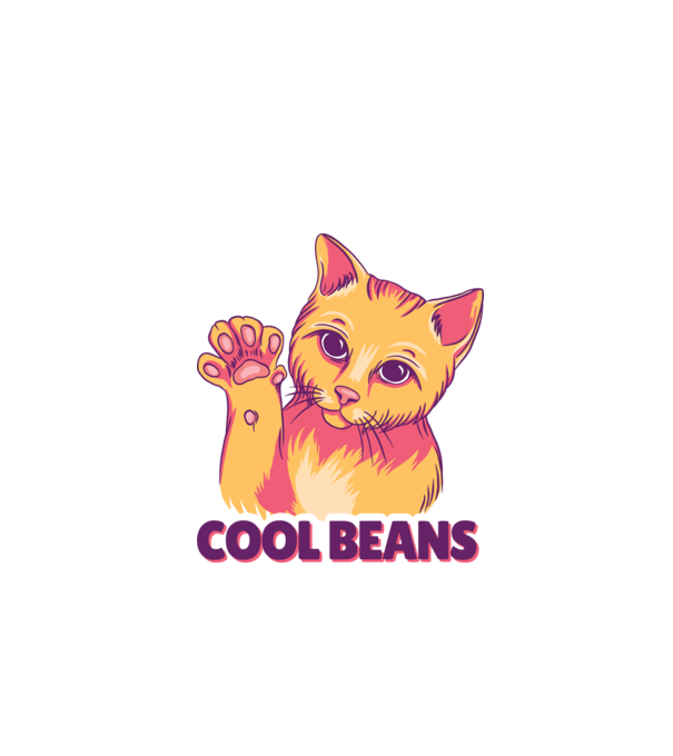 Cool Beans - talpă pisică model alb pe tricou