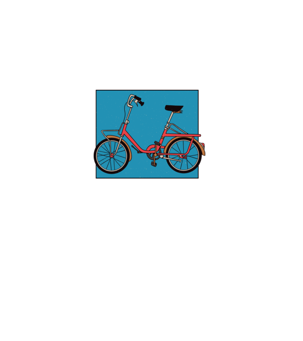 Bicicletă Camping model alb pe tricou