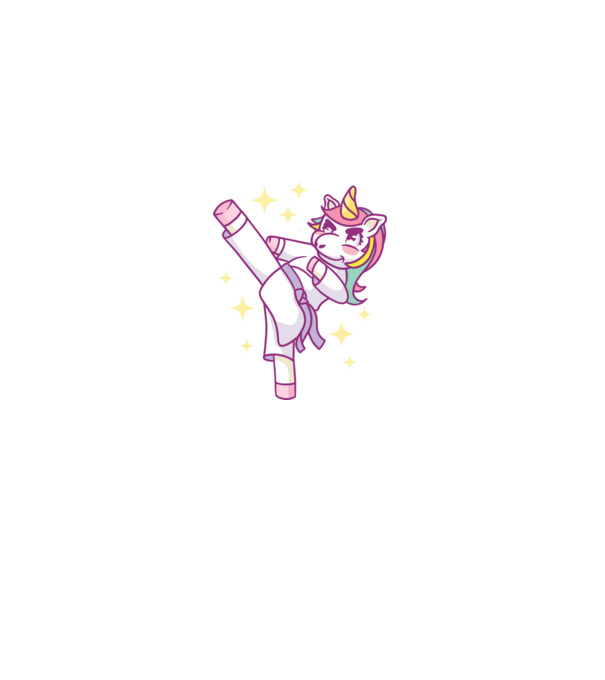 Karate unicorn model gri pe tricou