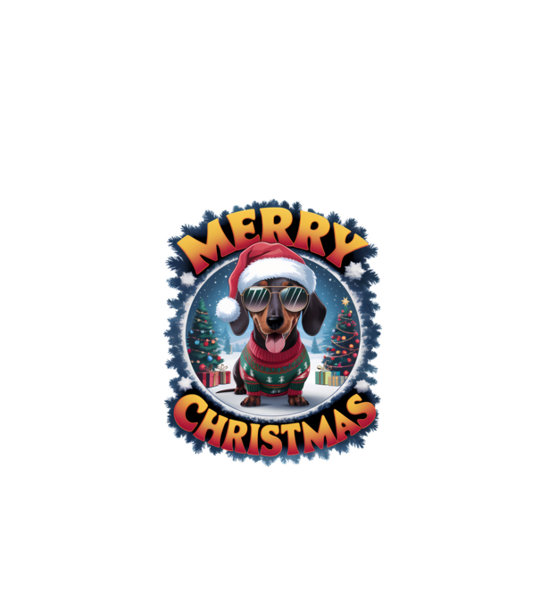 Merry Christmas Teckel model alb pe tricou