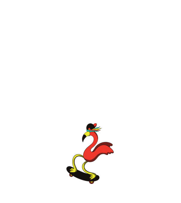 Flamingo Skateboarder model roz deschis pe tricou