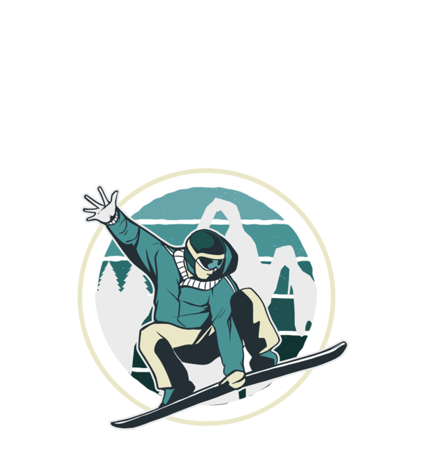 Săritură Snowboard model negru pe tricou