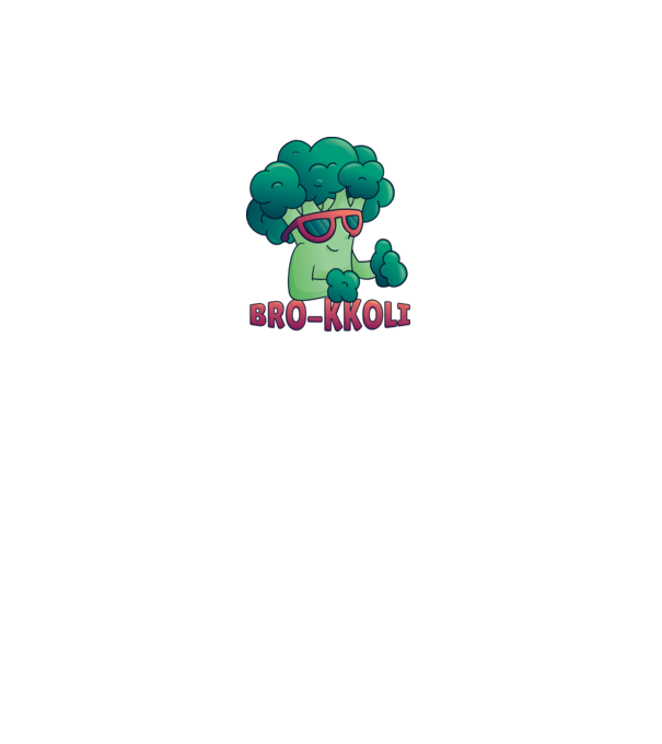 Broccoli model alb pe tricou