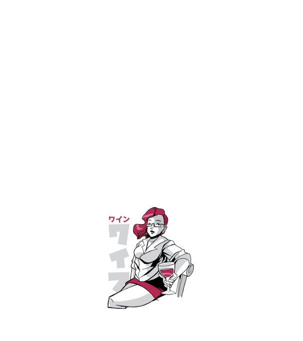 Anime fată cu vin model negru pe tricou