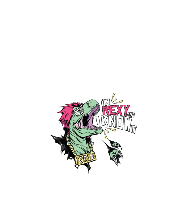 'I''m Rexy and I know it - tricou dinozaur amuzant' model alb pe tricou