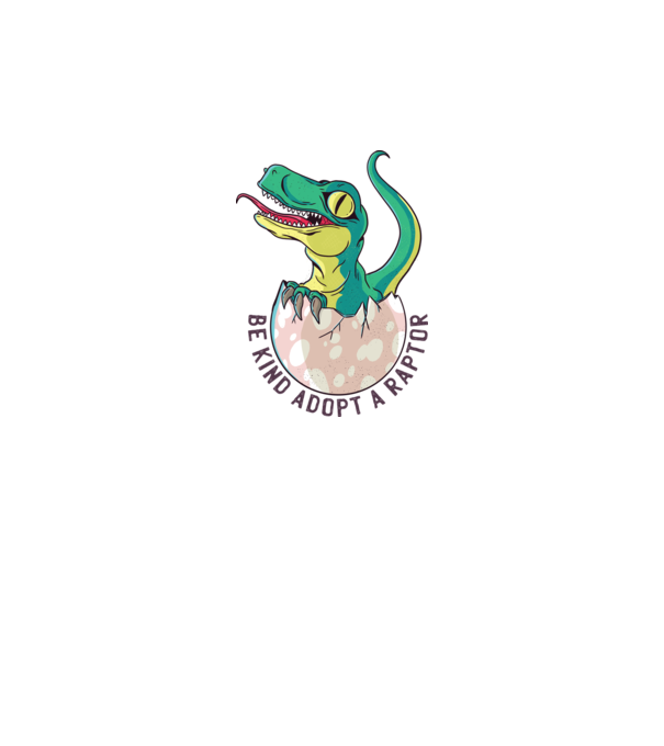 Be kind adopt a Raptor tricou cu dinozaur model alb pe tricou