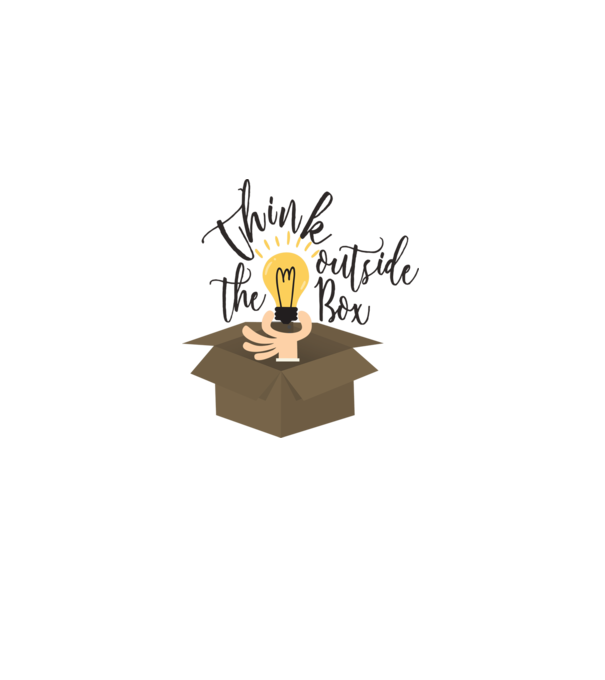 Think outside of the box model alb pe tricou