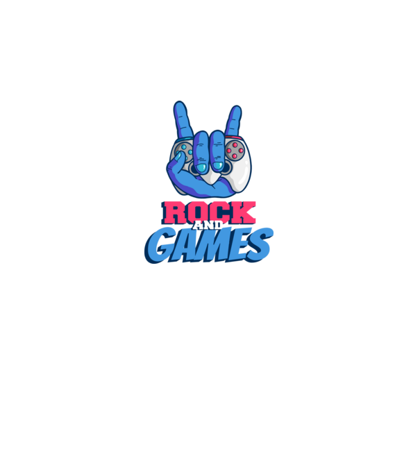 Rock And Games model negru pe tricou
