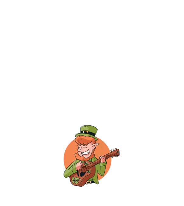 Chitarist Leprechaun irlandez St Patrick model negru pe tricou
