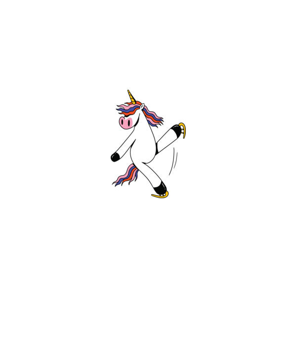 Unicorn cu Patine model alb pe tricou