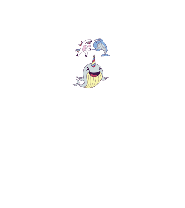 Unicorn Balenă Fuziune - Narval model negru pe tricou