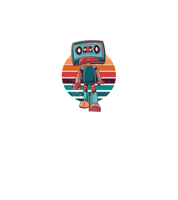 Robot Casetă retro model alb pe tricou