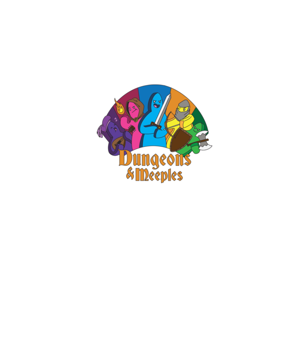 Dungeons Meeples model negru pe tricou