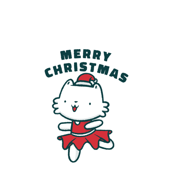 Pisică Merry Christmas model alb pe tricou