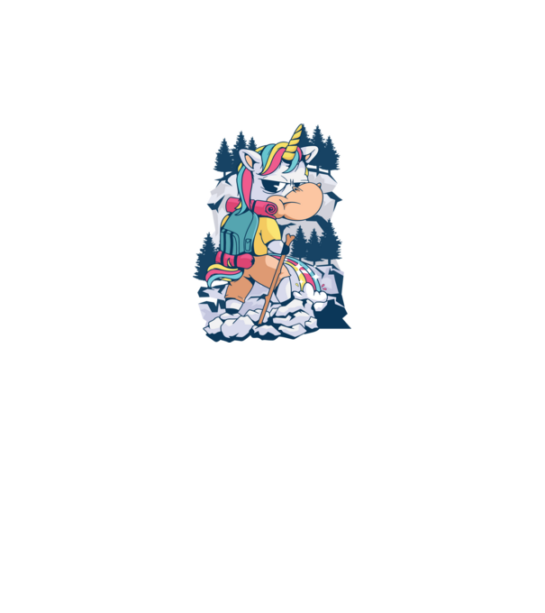 Unicorn excursionist pipi model alb pe tricou