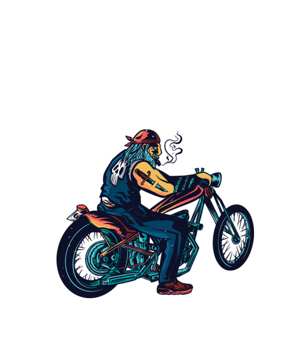 Motociclist Chopper model alb pe tricou