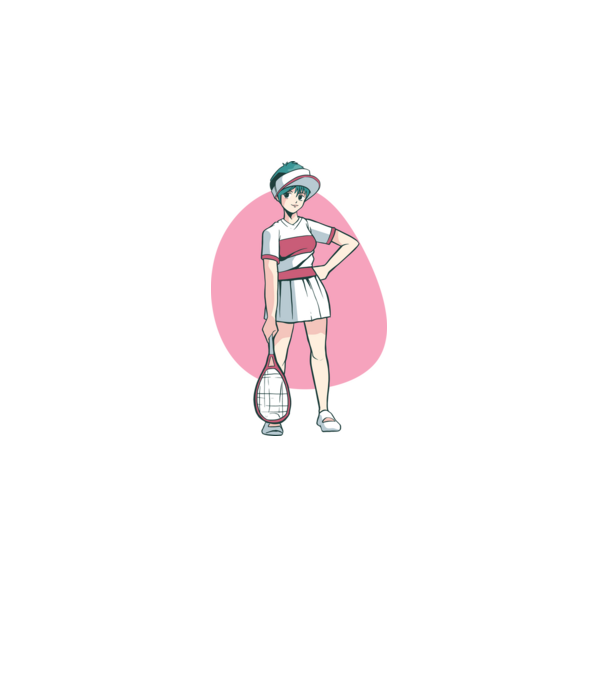 Anime Jucător de tenis fată model alb pe tricou