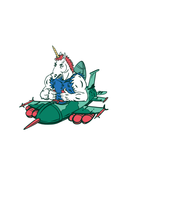 Unicorn Avion de vânătoare model albastru deschis pe tricou