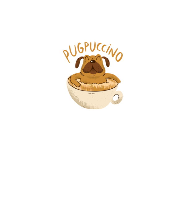 Pugpuccino Capuccino cu Mops model negru pe tricou