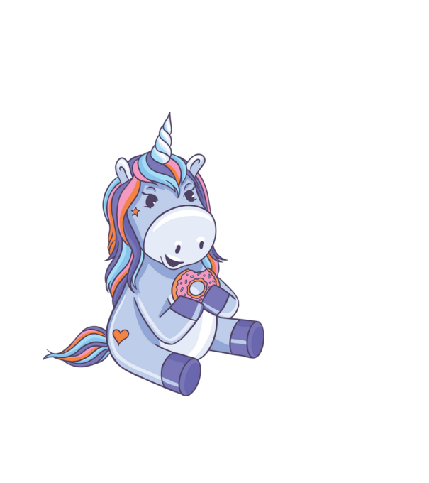 Unicorn cu gogoașă model alb pe tricou