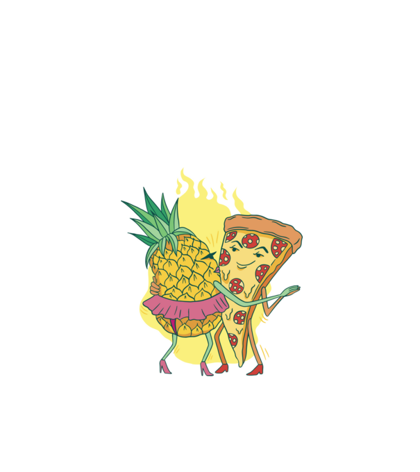 Pizza cu ananas Dragoste model negru pe tricou