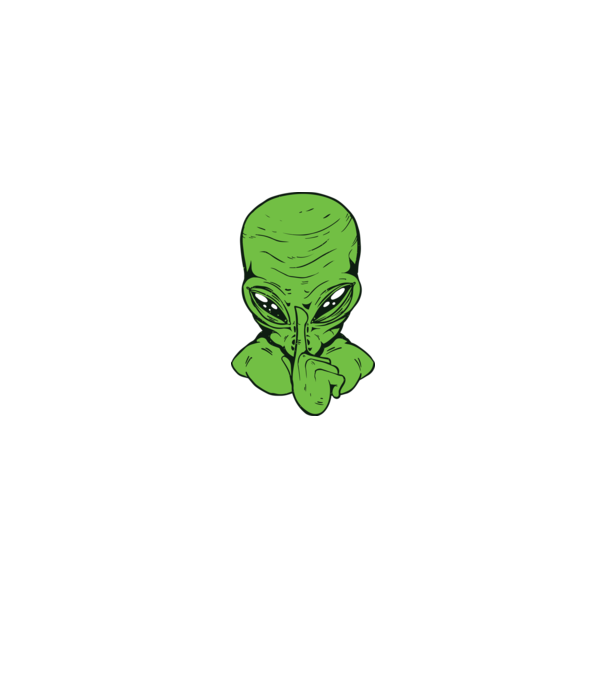Alien Psst model negru pe tricou