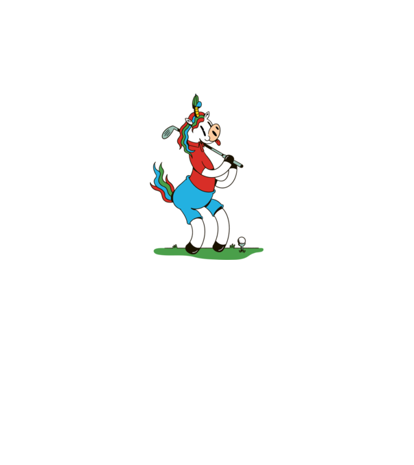 Unicorn jucător de golf model alb pe tricou