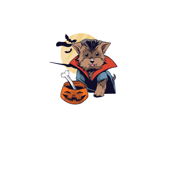 Vampir Yorkie Halloween model albastru deschis pe tricou