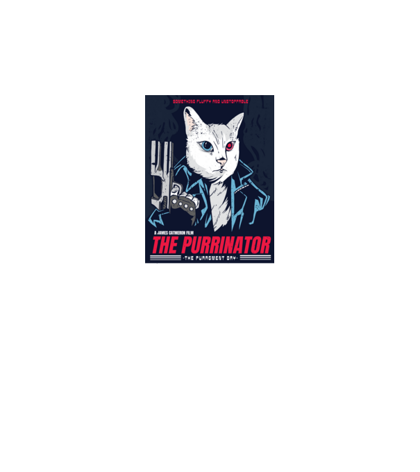 The Purrinator Pisică model gri pe tricou