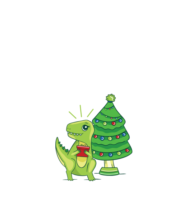 T-rex de Crăciun model alb pe tricou