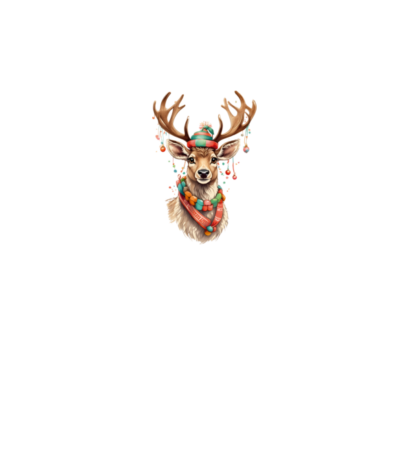Festive Reindeer model alb pe tricou